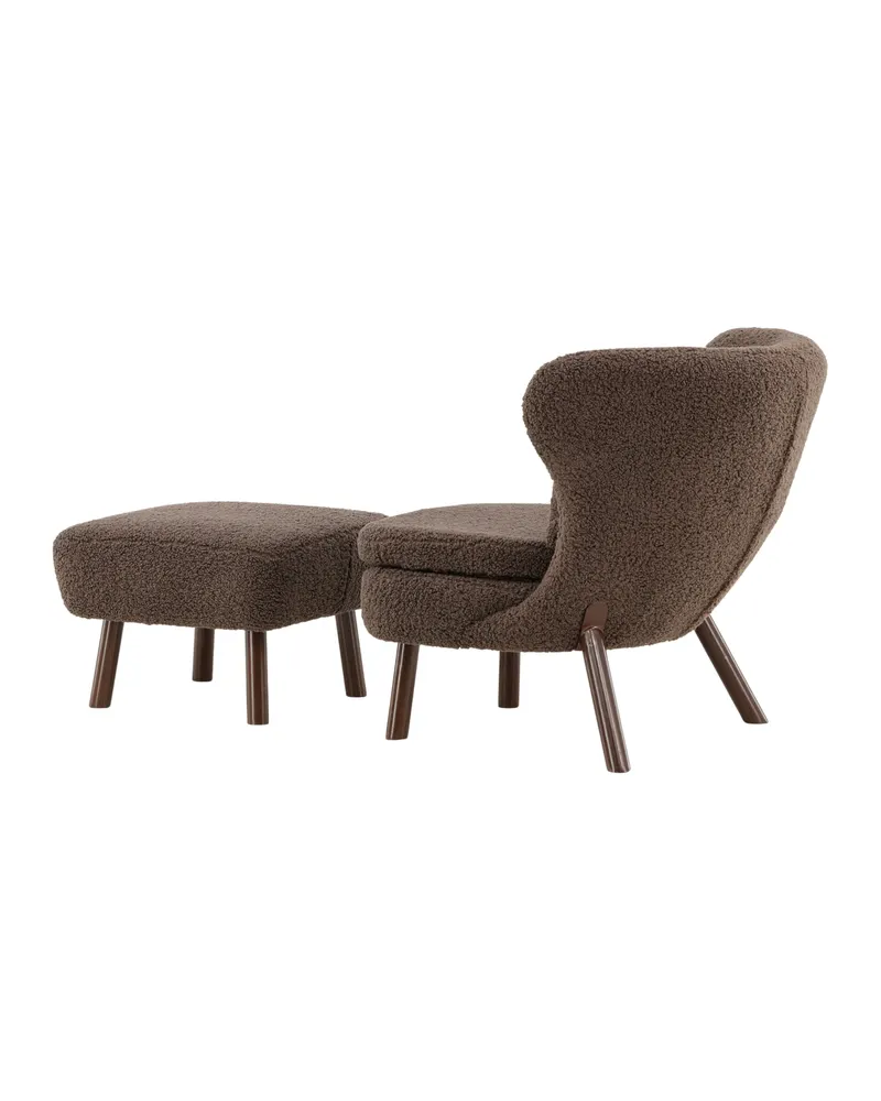 Ryxö Lesesessel mit Fußhocker in Braun, Polyester-Teddystoff, Ansicht 7