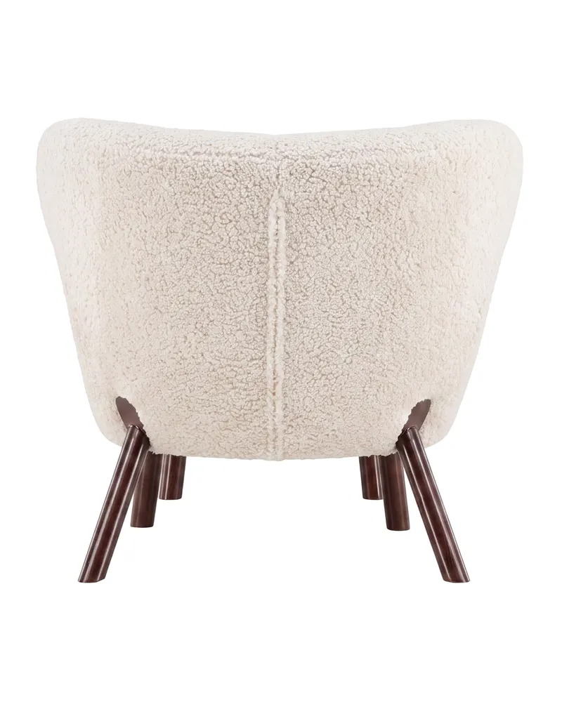 Ryxö Lesesessel mit Fußhocker in Weiß, Gestell Braun, Polyester-Bouclé, Ansicht 4
