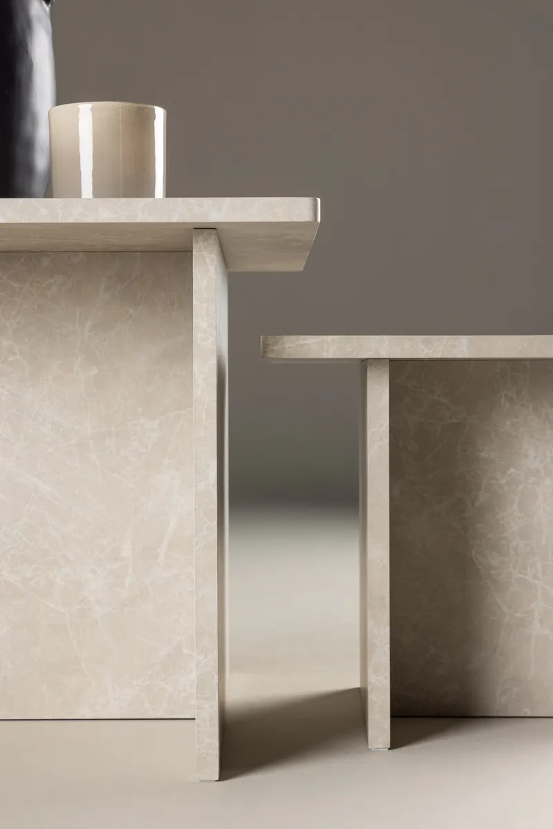 Sala Couchtisch in Marmoroptik aus zwei Tischen, im Wohnraum, Ansicht 4
