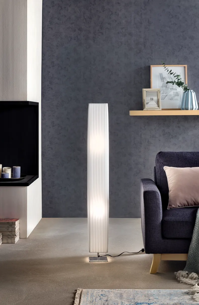 Stehlampe 120 cm, eckig, weiß und chrom, Ansicht 2