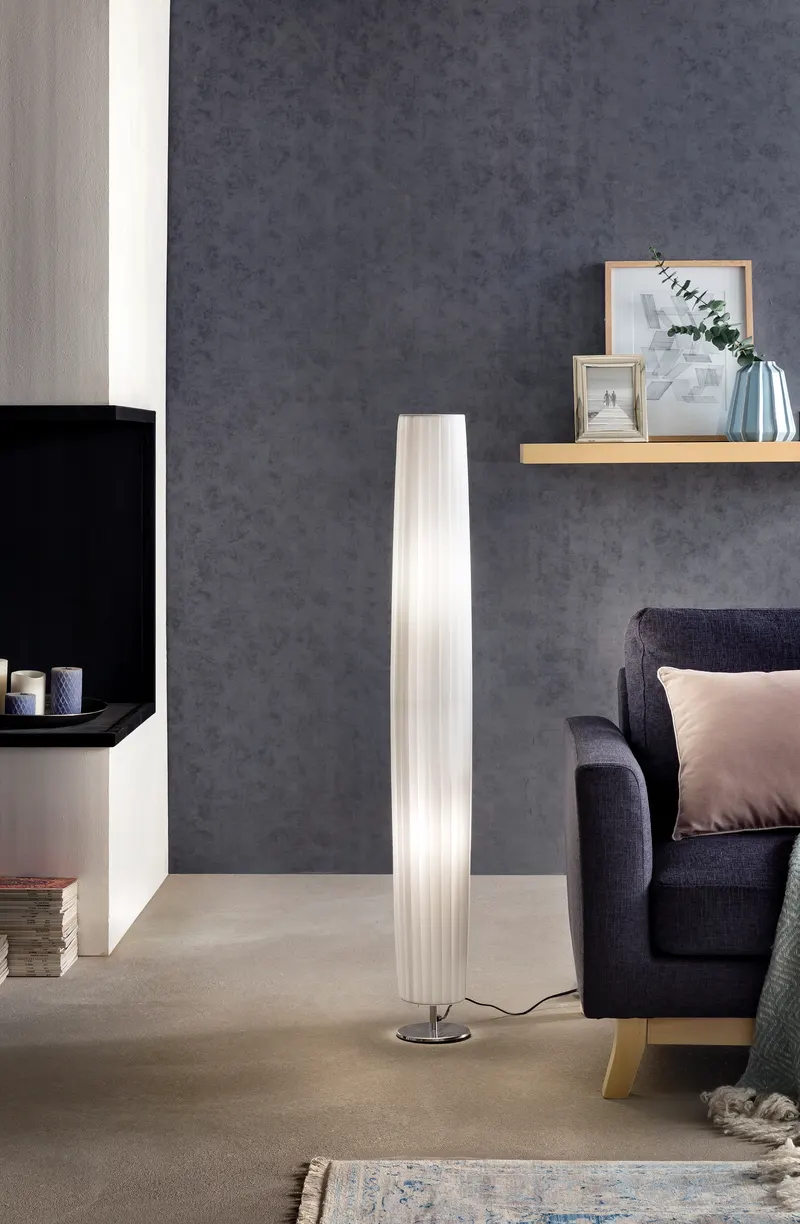 Stehlampe 120 cm, rund, weiß und chrom, Ansicht 2