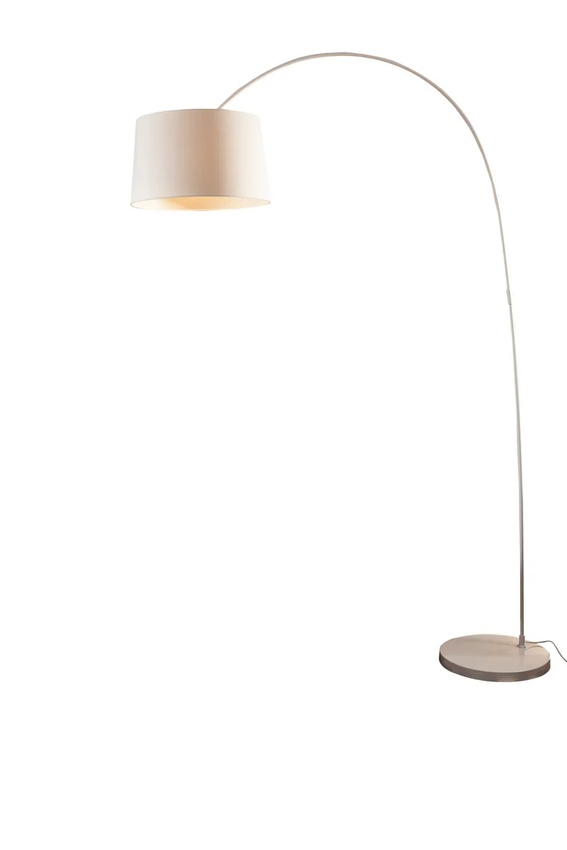 Bogenlampe 205 cm in Weiß mit Marmorfuß