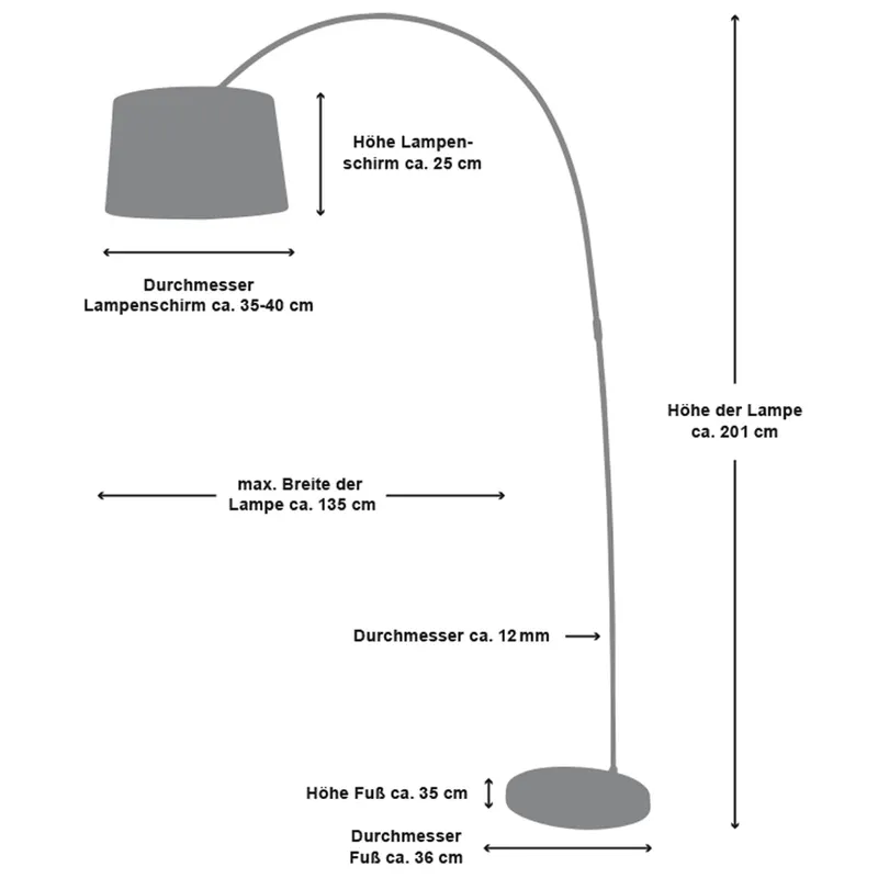 Bogenlampe 205 cm in Weiß mit Marmorfuß, Ansicht 4