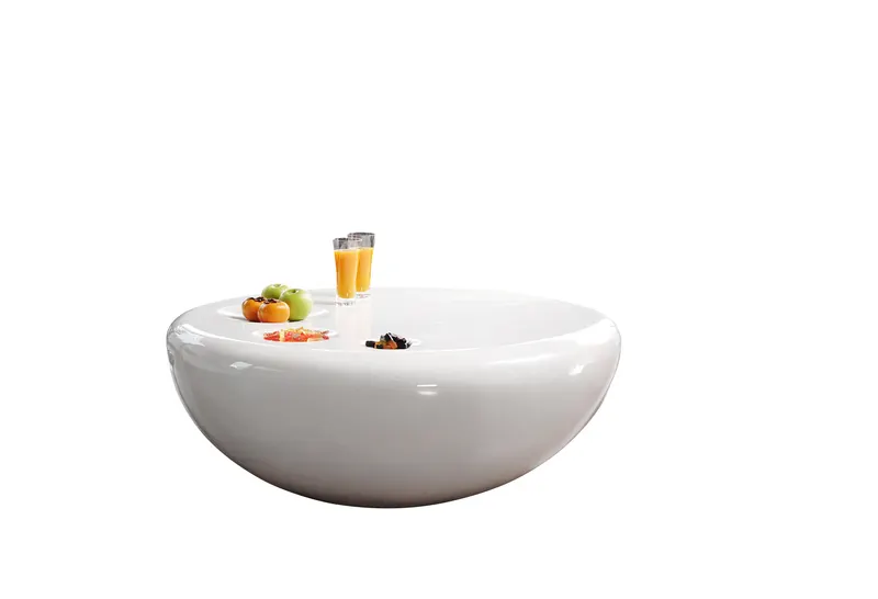 Runder Couchtisch Ø 100 cm aus weißem Fiberglas, Ansicht 1
