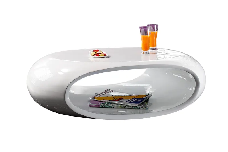 Couchtisch 100 × 70 × 32 cm, weiß, Fiberglas