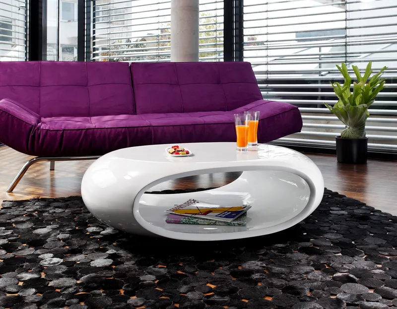 Couchtisch 100 × 70 × 32 cm, weiß, Fiberglas, Ansicht 3