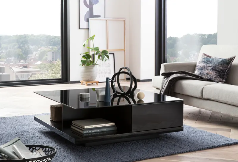 Couchtisch 100 × 100 × 36 cm, schwarz, Ansicht 2