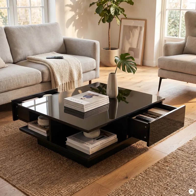 Couchtisch 100 × 100 × 36 cm, schwarz, Ansicht 6
