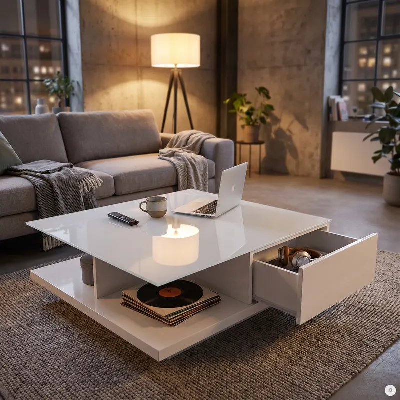 Couchtisch 100 × 100 × 36 cm, weiß, Ansicht 9