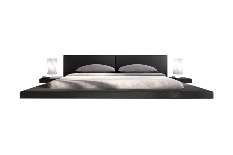 Polsterbett 140 × 200 cm schwarz Kunstleder-Optik