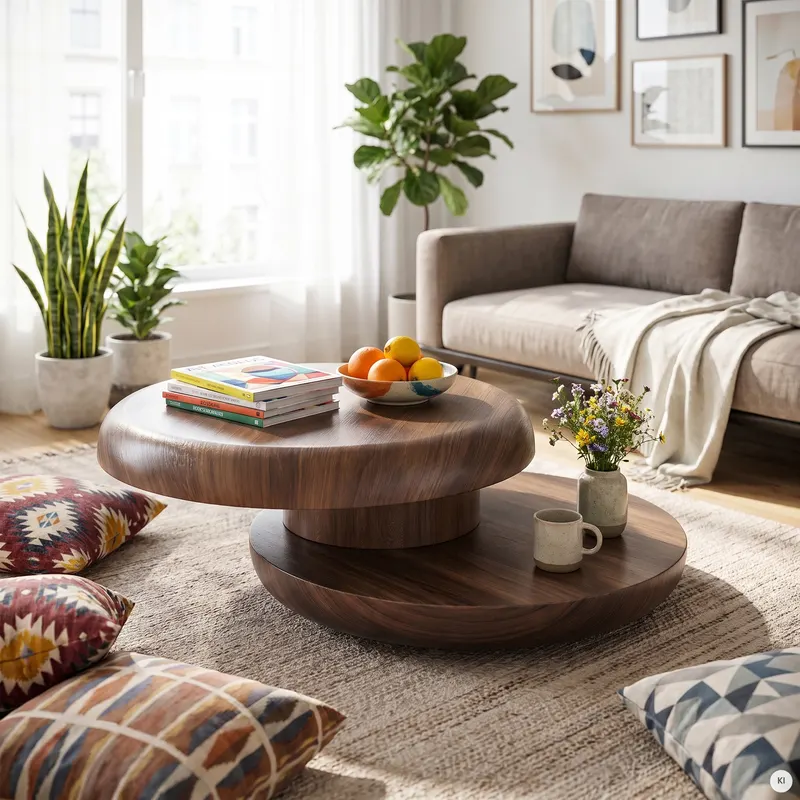 Couchtisch Ø 90 cm drehbar, Walnuss, Ansicht 5