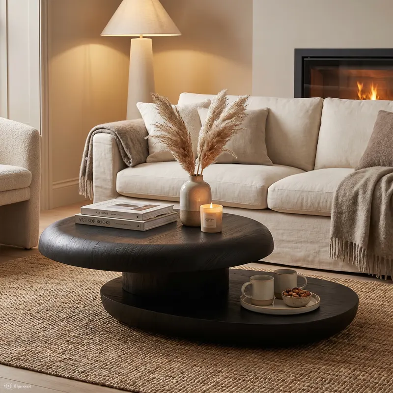 Couchtisch Ø 90 cm drehbar, Schwarz, Ansicht 5