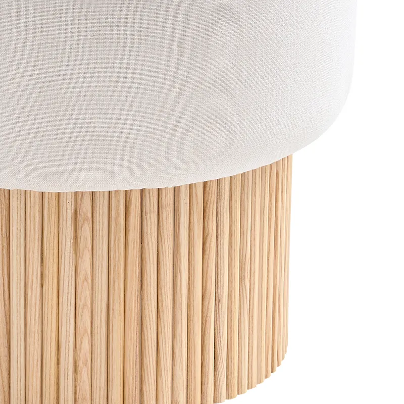 Sitzpouf mit Stauraum Ø 50 cm Natur/Weiß, Ansicht 4