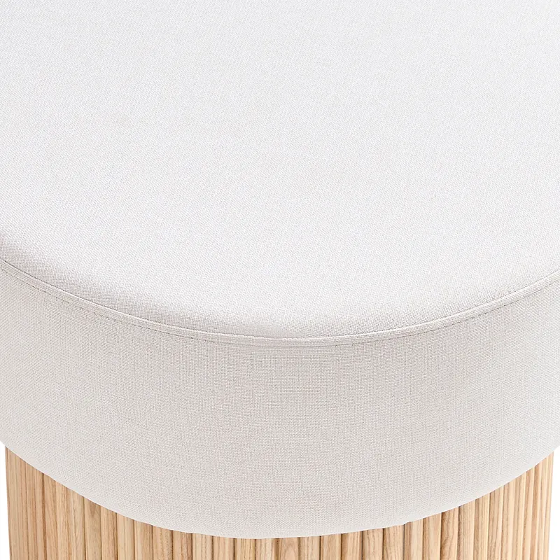 Sitzpouf mit Stauraum Ø 50 cm Natur/Weiß, Ansicht 5