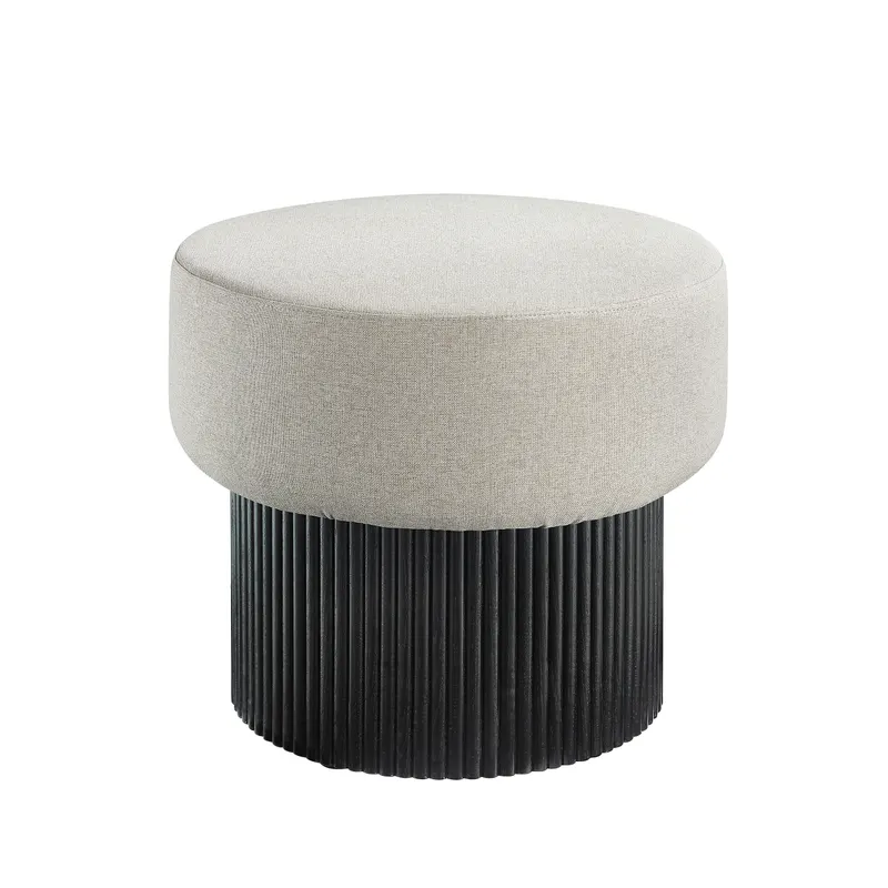 Sitzpouf mit Stauraum Ø 50 cm Schwarz/Grau, Ansicht 1