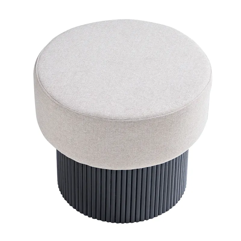 Sitzpouf mit Stauraum Ø 50 cm Schwarz/Grau, Ansicht 3