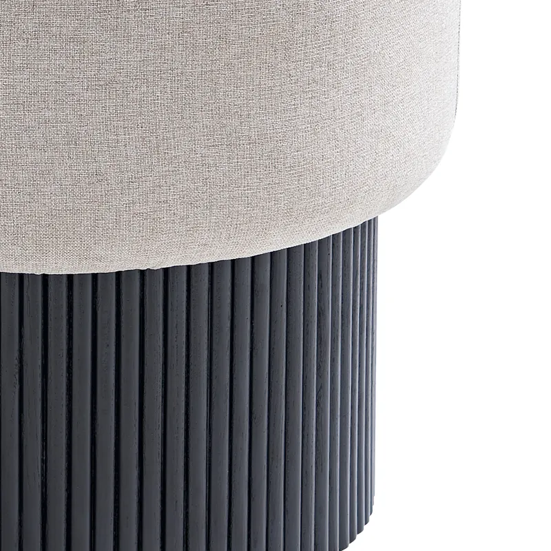 Sitzpouf mit Stauraum Ø 50 cm Schwarz/Grau, Ansicht 4
