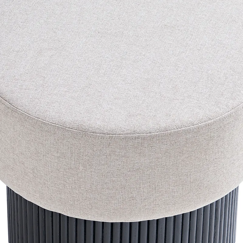 Sitzpouf mit Stauraum Ø 50 cm Schwarz/Grau, Ansicht 5