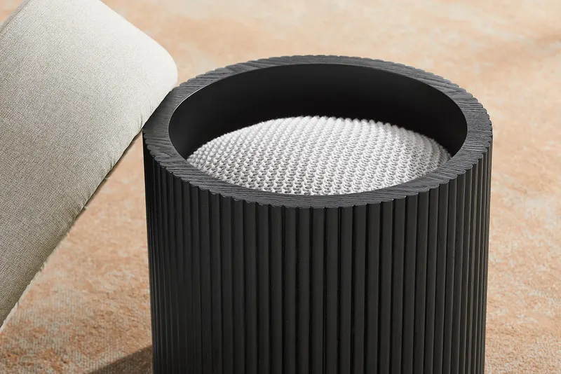 Sitzpouf mit Stauraum Ø 50 cm Schwarz/Grau, Ansicht 7