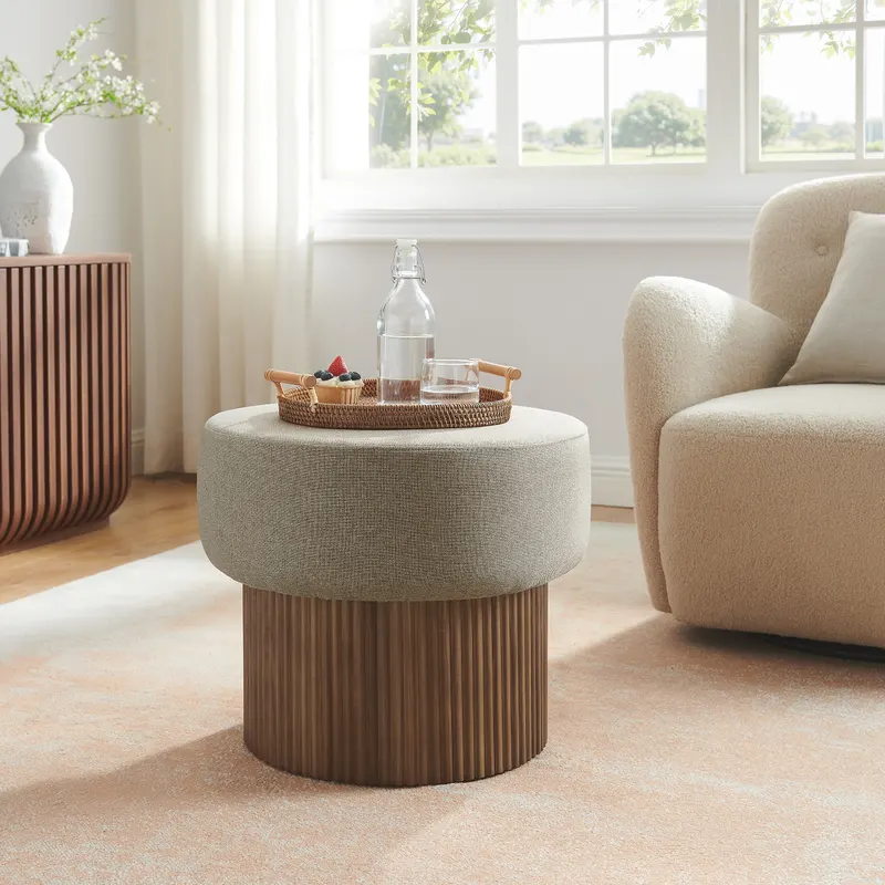 Sitzpouf mit Stauraum Ø 50 cm Walnuss/Braun, Ansicht 6