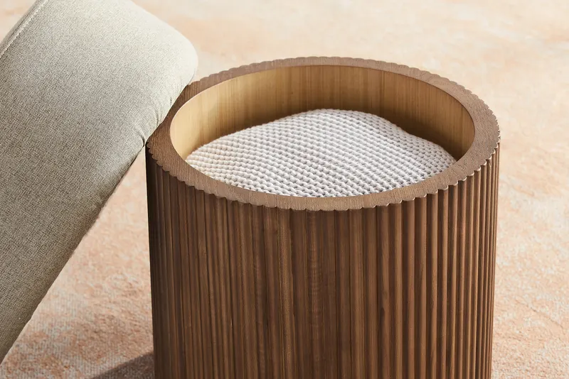 Sitzpouf mit Stauraum Ø 50 cm Walnuss/Braun, Ansicht 7
