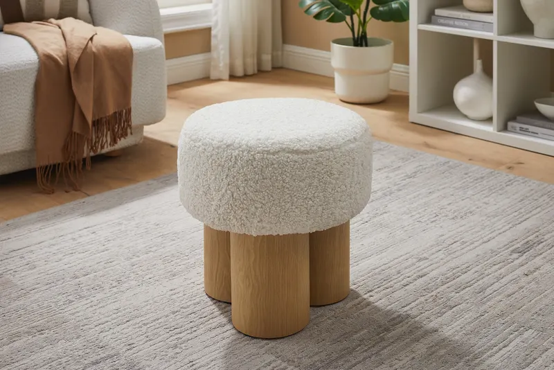 Sitzpouf Ø 50 cm Natur/Weiß, Ansicht 5