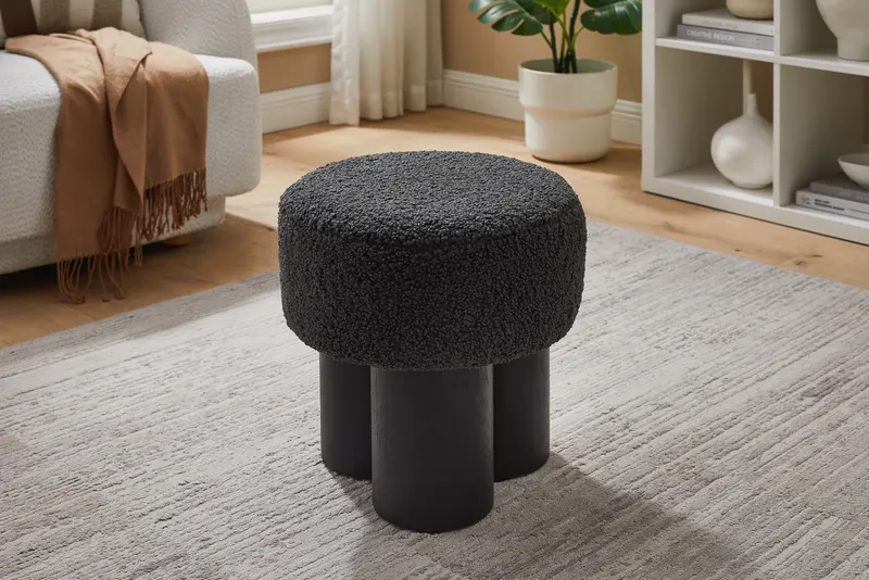 Sitzpouf Ø 50 cm Schwarz/Grau, Ansicht 5