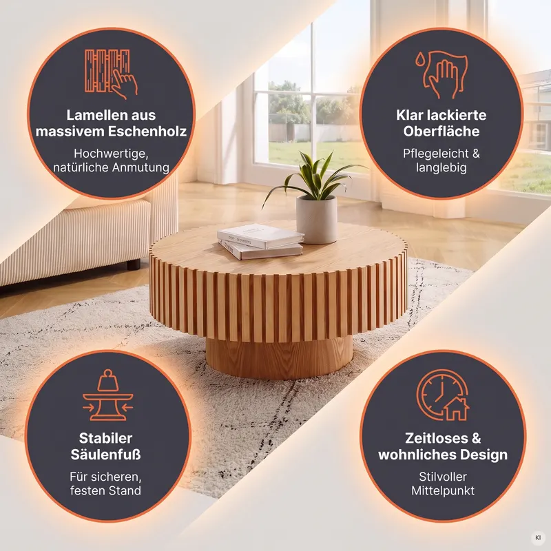 Couchtisch Ø 80 cm Natur, Ansicht 10