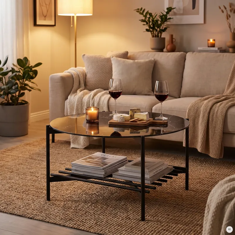 Couchtisch Ø 84 cm Schwarz, Ansicht 8