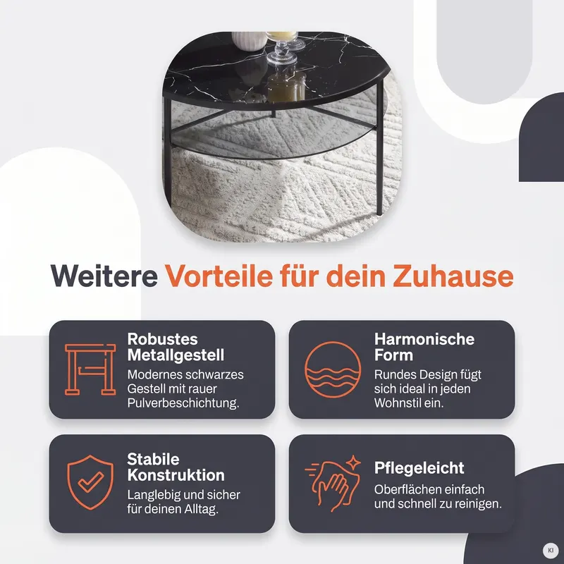 Couchtisch Ø 81 cm Schwarz, Ansicht 11
