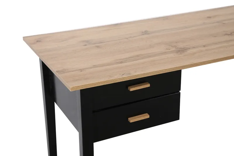 Schreibtisch mit MDF-Dekorplatte, Natur und Schwarz, Ansicht 4