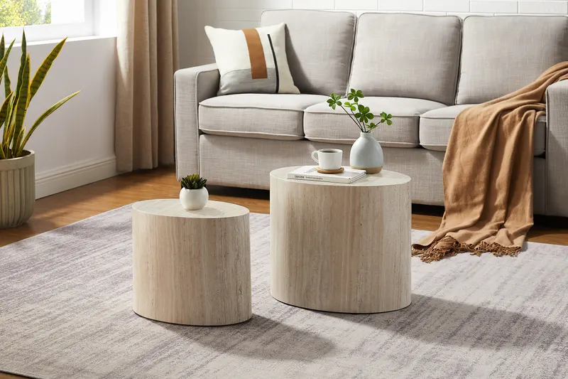 Couchtisch-Set 2-teilig Travertinoptik, Ansicht 6