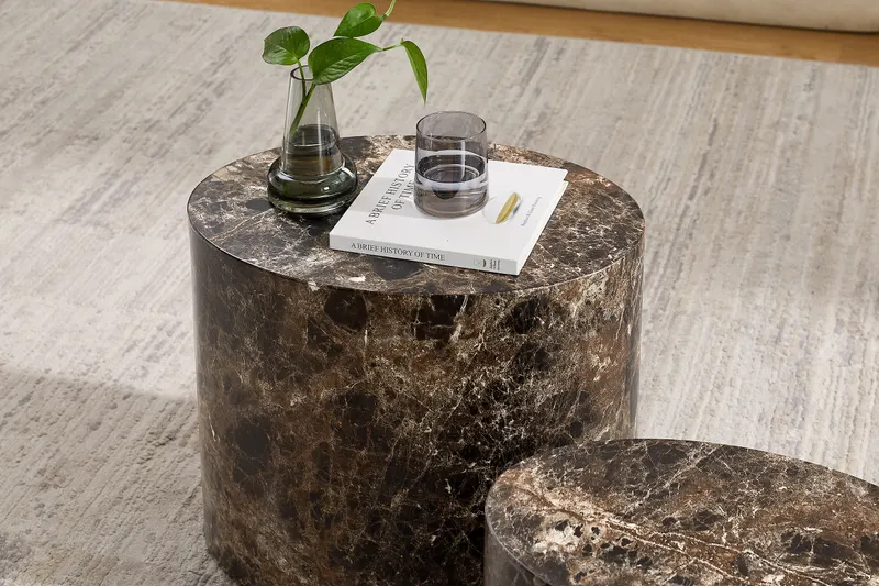 Couchtisch-Set, braun in Marmoroptik, Ansicht 7
