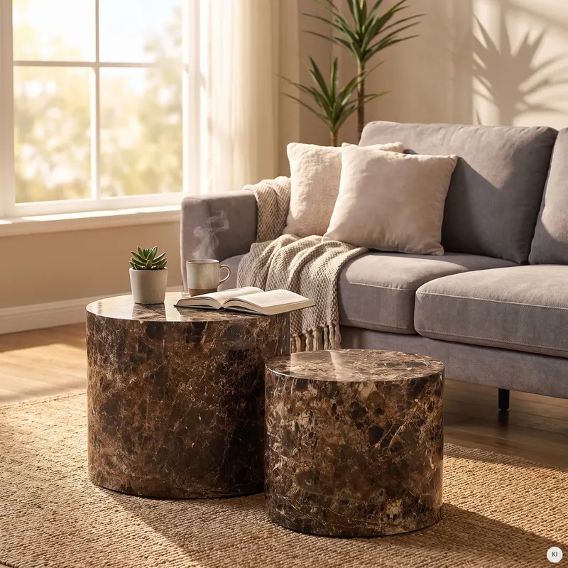 Couchtisch-Set, braun in Marmoroptik, Ansicht 8