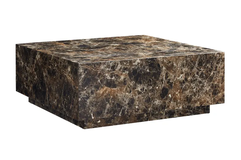 Couchtisch, braun in Marmoroptik, 90 × 90 cm, Ansicht 2