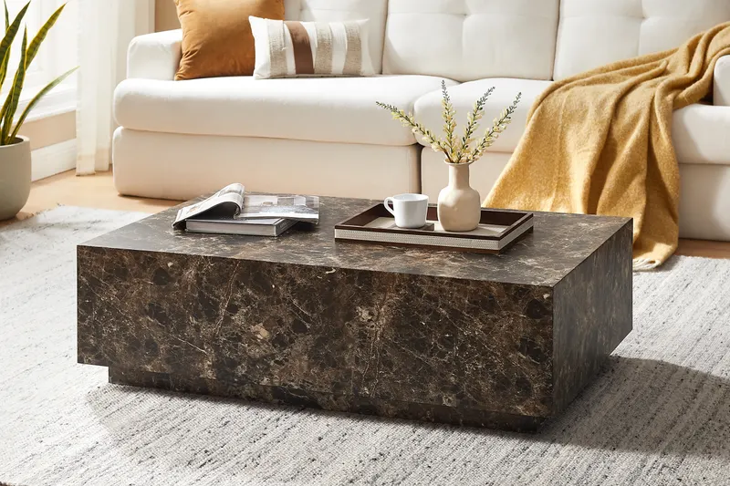 Couchtisch Braun 120 × 75 cm in Marmoroptik, Ansicht 6