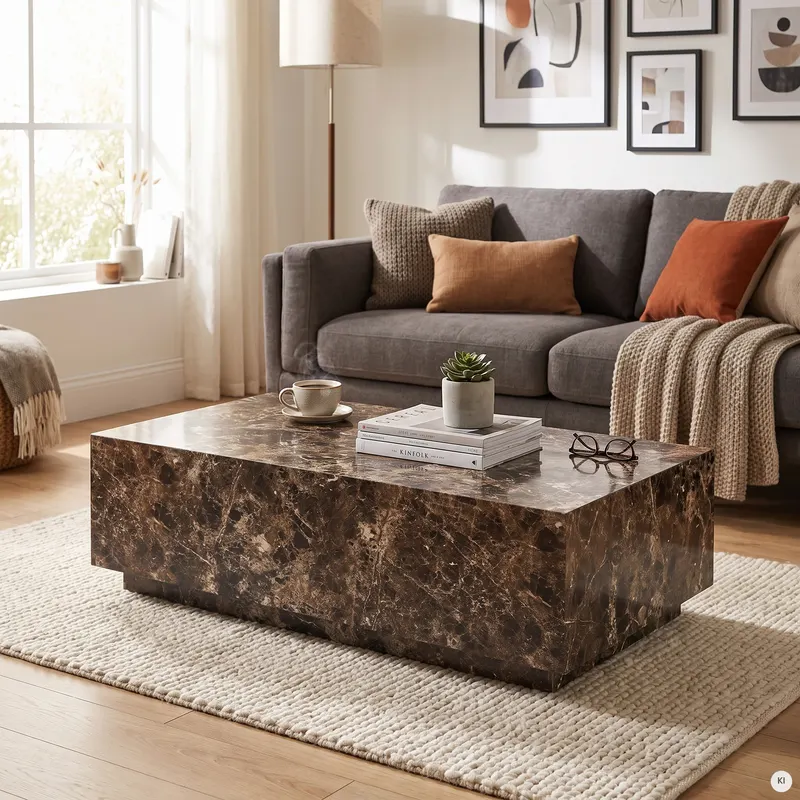 Couchtisch Braun 120 × 75 cm in Marmoroptik, Ansicht 8
