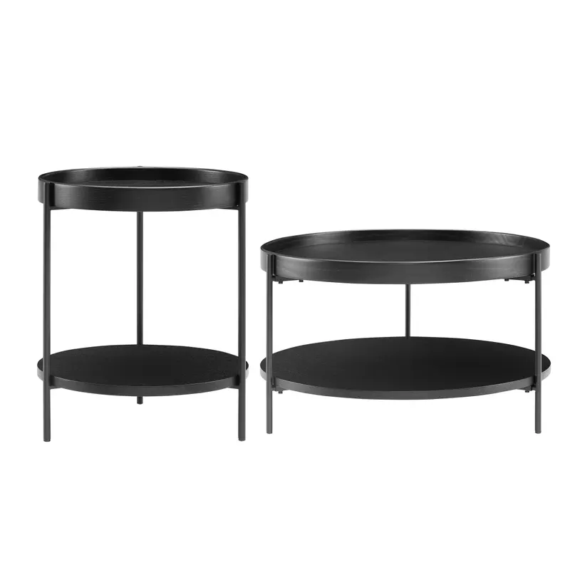 Couchtisch-Set, 2-teilig, Schwarz, Ansicht 1