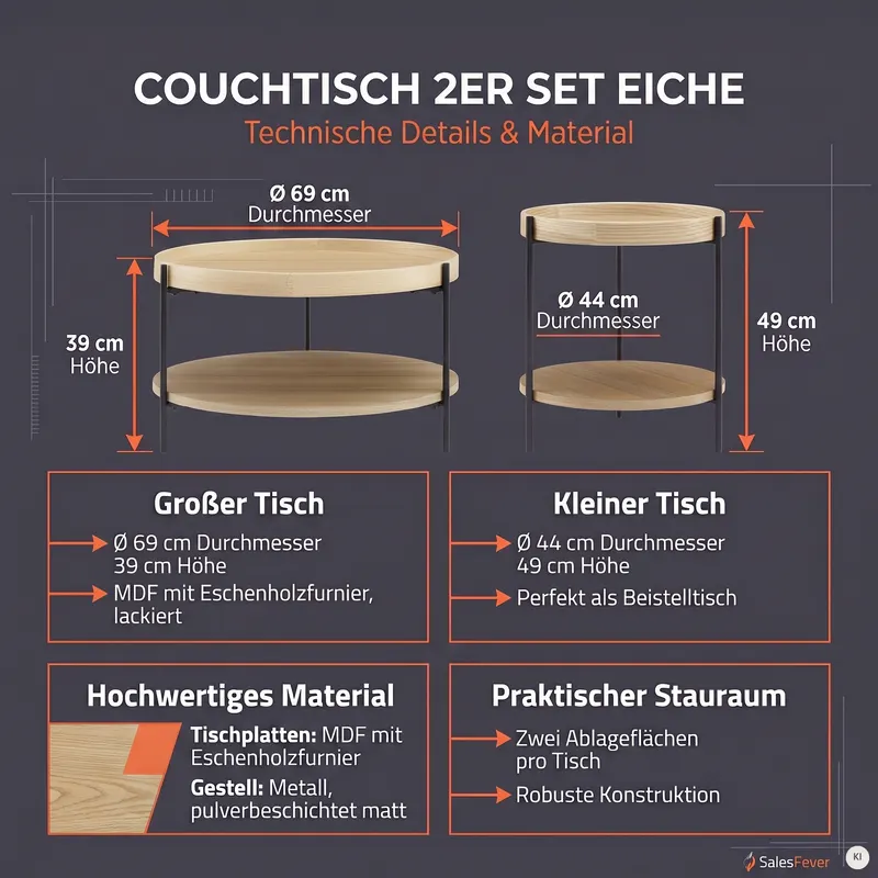 Couchtisch-Set, 2-teilig, Eichefarben, Ansicht 11