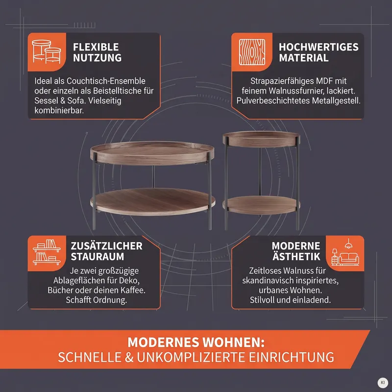 Couchtisch-Set 2-teilig Walnuss, Ansicht 12
