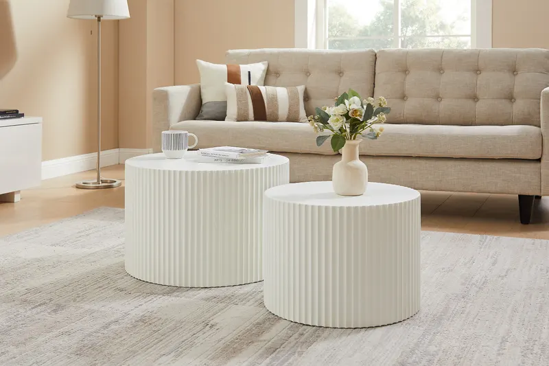 Couchtisch-Set 2-teilig Naturweiß, Ansicht 5