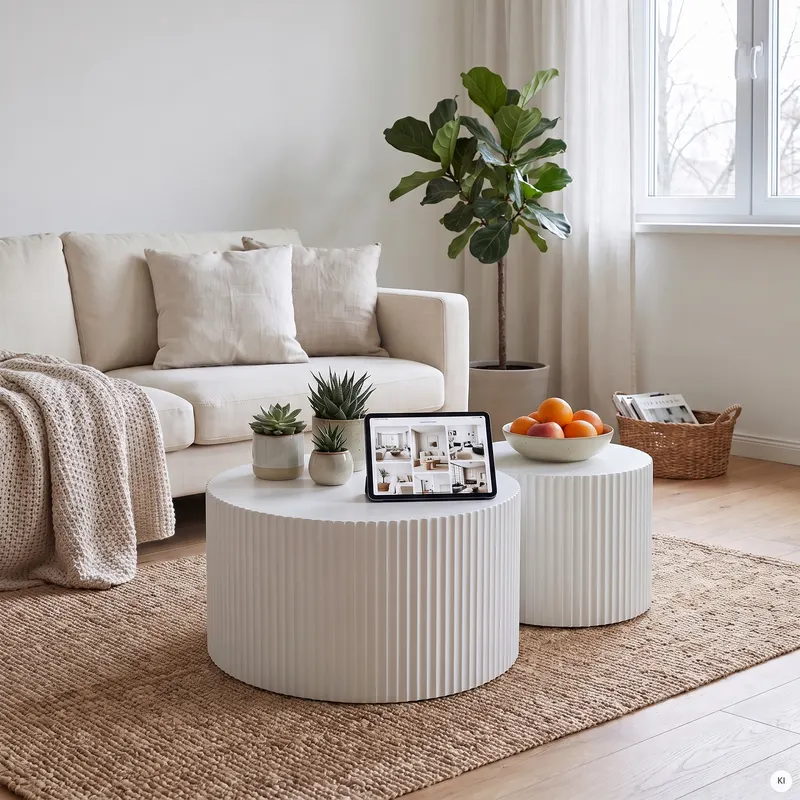 Couchtisch-Set 2-teilig Naturweiß, Ansicht 6