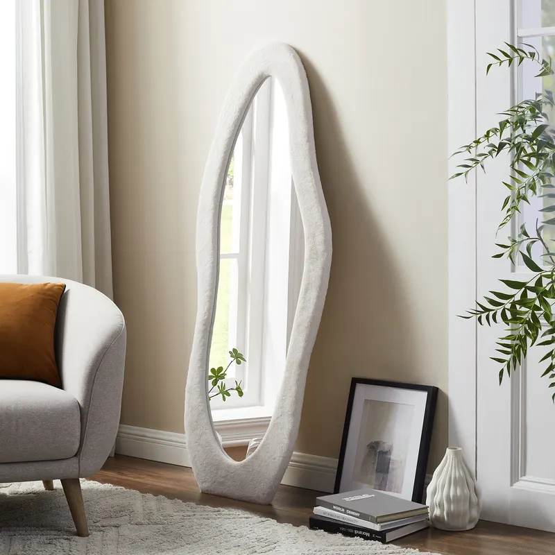 Spiegel mit Kunstfellrahmen Beige 60 × 160 cm, Ansicht 5