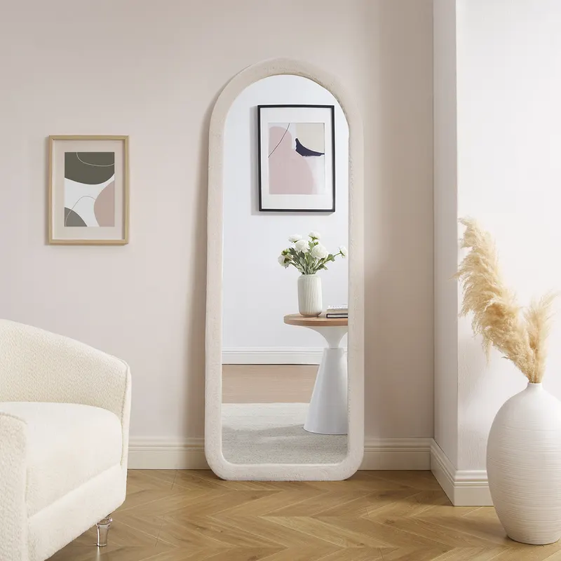 Spiegel mit Kunstfell, Beige, 60 × 160 cm, Ansicht 5