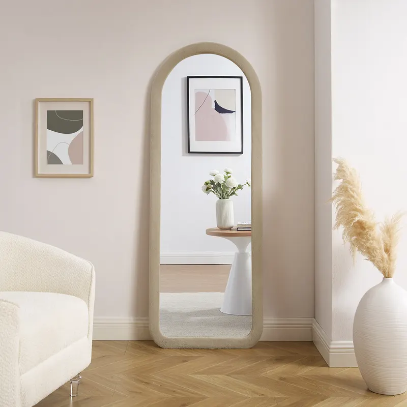 Spiegel mit Kunstfellrahmen Champagner 60 × 160 cm, Ansicht 5