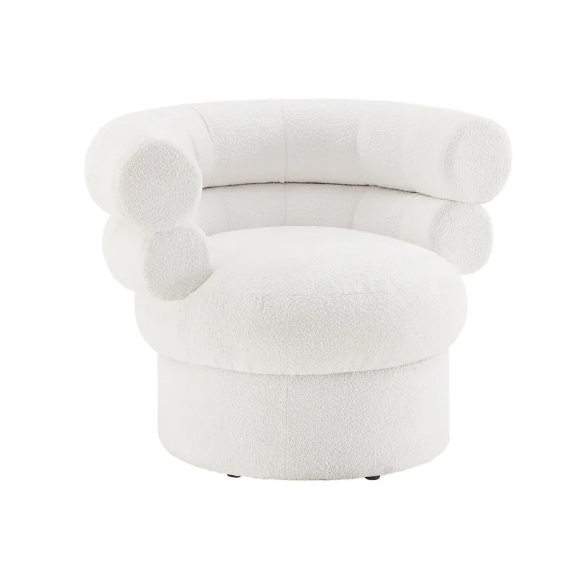 Sessel Boucléstoff Weiß, Ansicht 2
