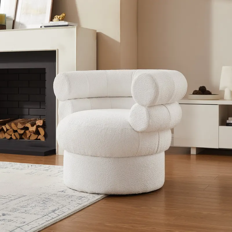 Sessel Boucléstoff Weiß, Ansicht 6