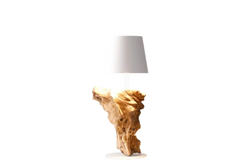 Tischleuchte 29 cm Natur/Weiß mit LED-Akku, Ansicht 1