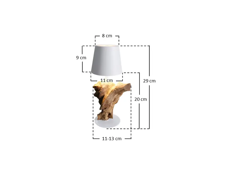 Tischleuchte 29 cm Natur/Weiß mit LED-Akku, Ansicht 10