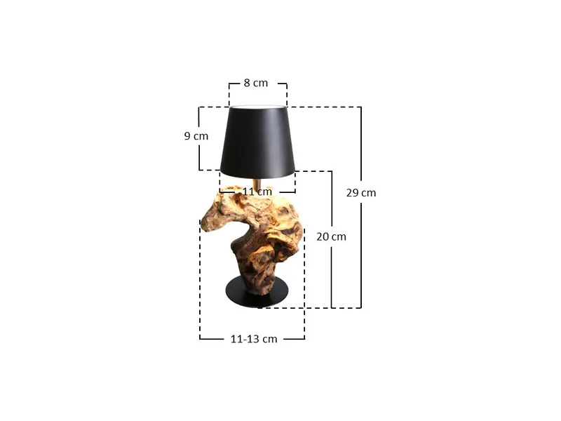 Tischleuchte 29 cm Natur/Schwarz mit LED-Akku, Ansicht 10